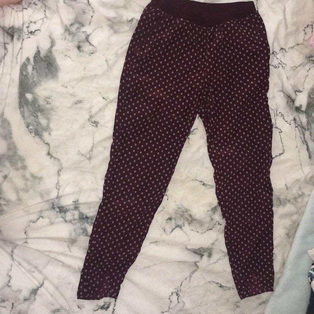 Maroon Patterned Pants